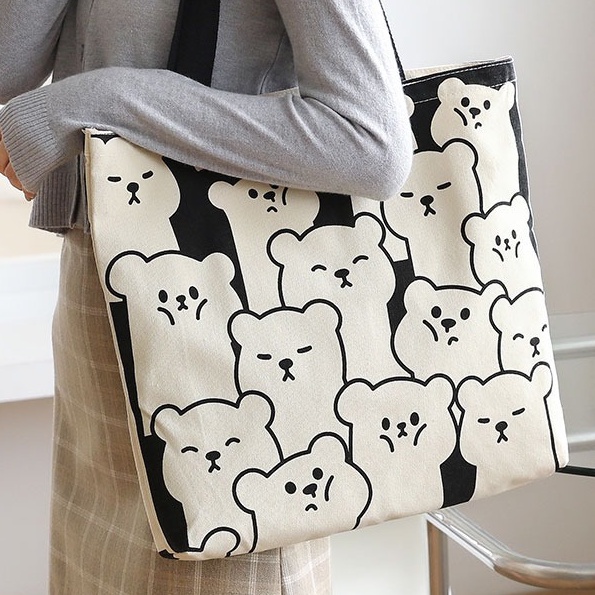 Fashion Fair - Totebag BiuBiu Cat Motif Abstrak Kanvas Kucing Aesthetic