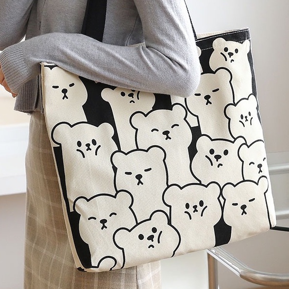 Fashion Fair - Totebag BiuBiu Cat Motif Abstrak Kanvas Kucing Aesthetic