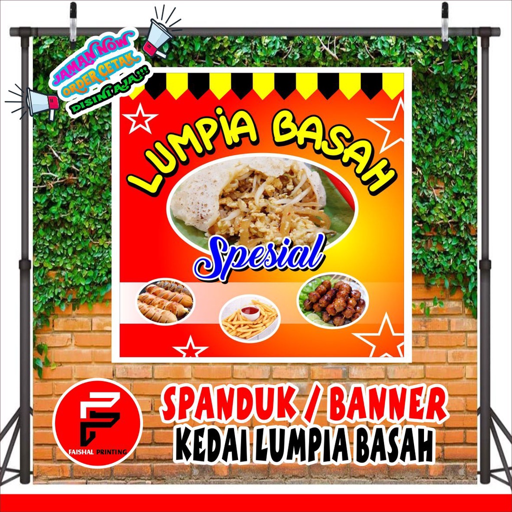 Jual spanduk warung lumpia basah banner kedai lumpia basah ukuran 1 x 1