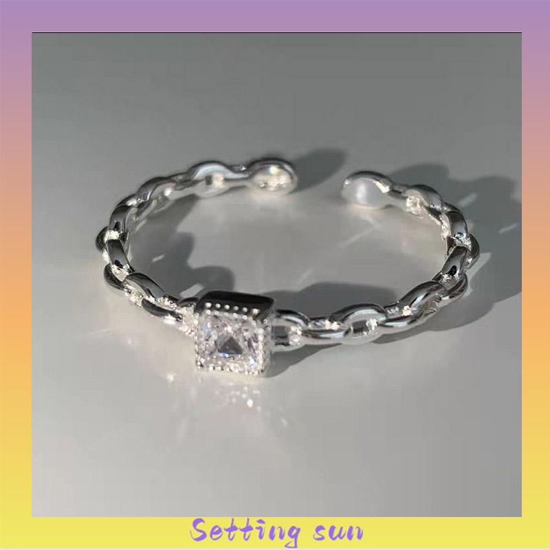 Cincin Berlian Persegi Model Terbuka Untuk Wanita TN