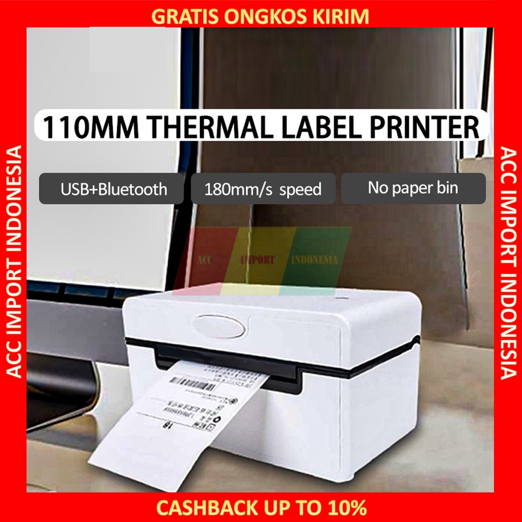 Alat Printer Thermal Label Struk Nota 110mm USB Bluetooth Multifungsi