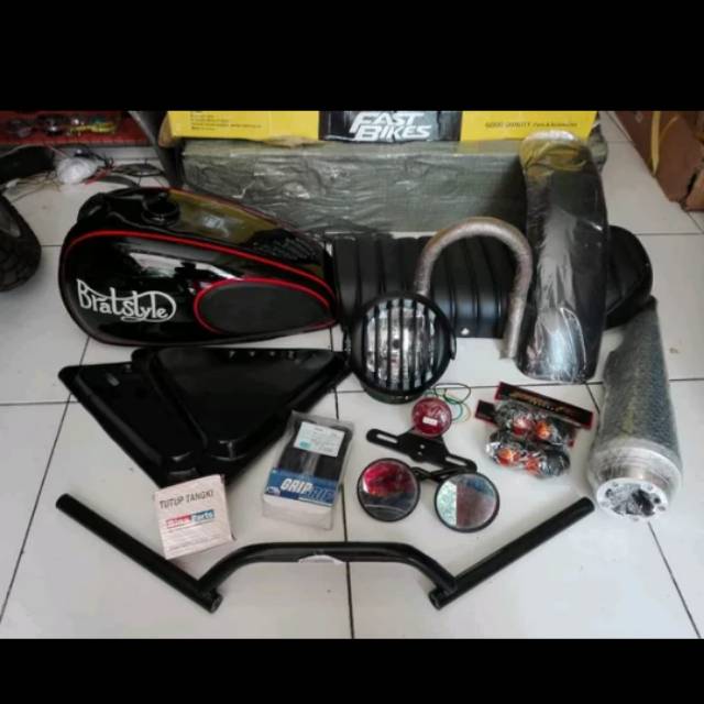paket body set japstyle 01 - tangki japstyle - knalpot japstyle - stang japstyle - lampu depan japs