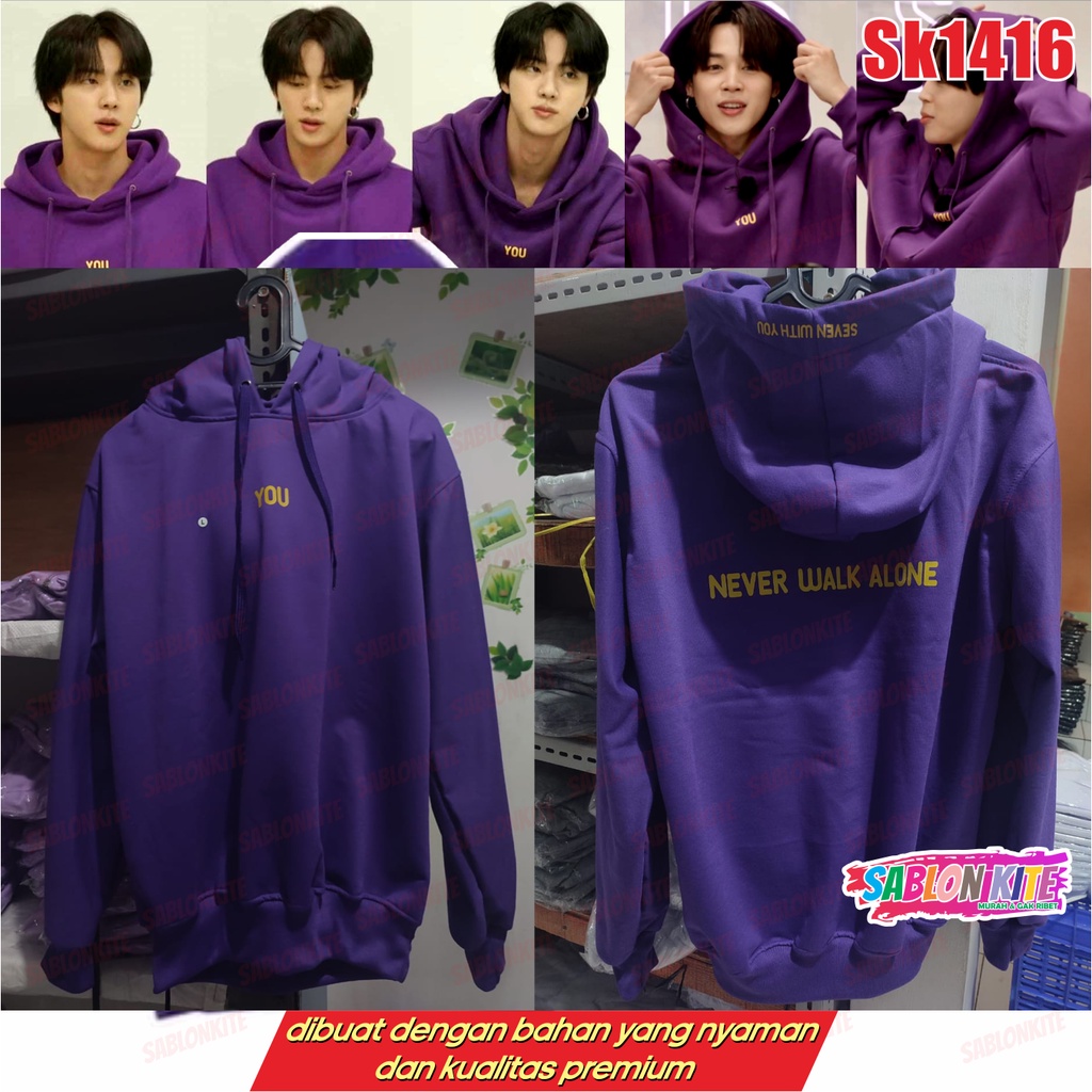 MURAH!!! SWEATER HOODIE JIMIN YOU NEVER WALK ALONE SK1416 UNISEX UNGU TUA ADA