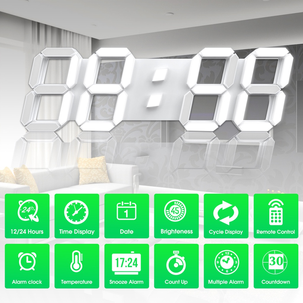 JAM MEJA LED 3D JAM DINDING ALARM MODERN MINIMALIS DIGITAL ANGKA DEKORASI MEJA PREMIUM