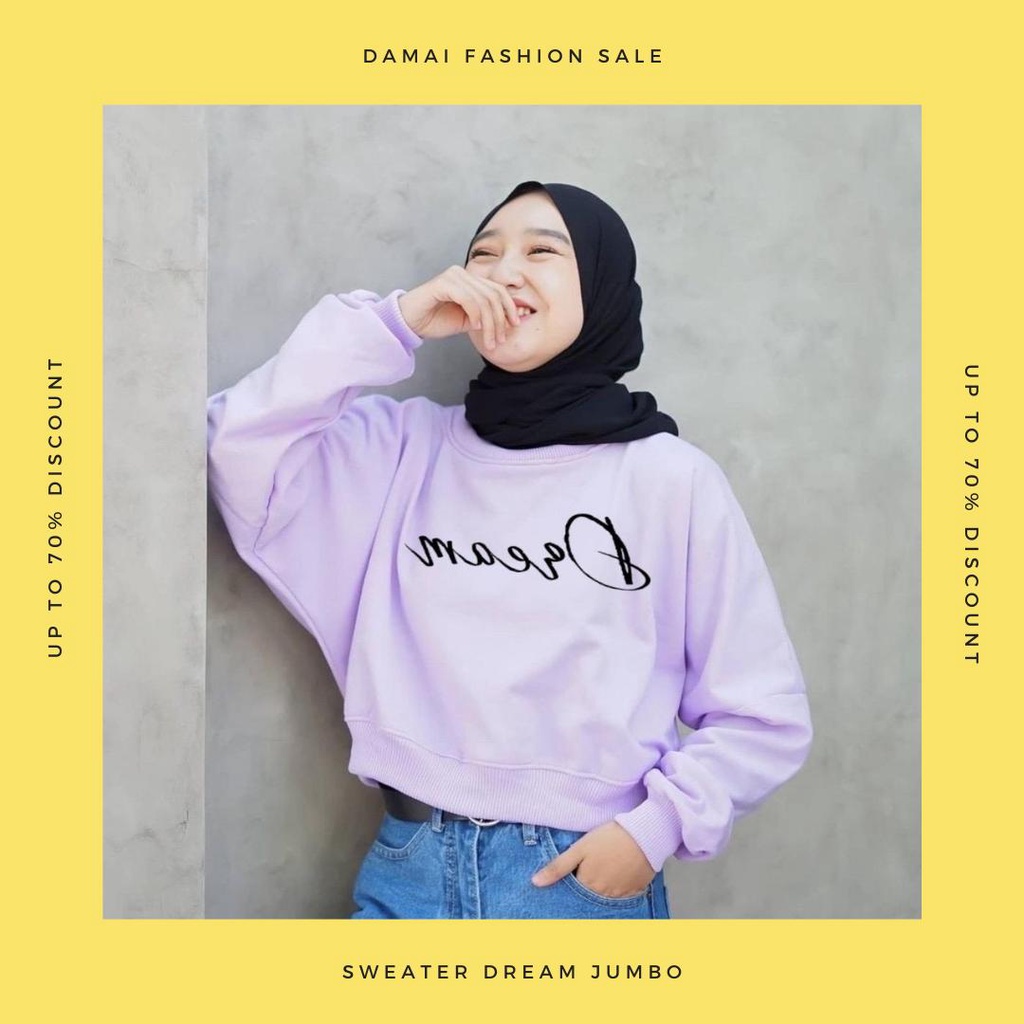 VS GG  - baju atasan SWEATER wanita JUMBO LENKA DREAMING