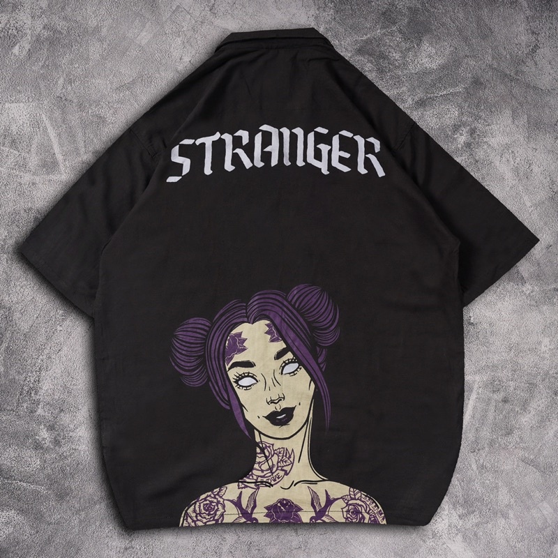 [N00828] Kemeja Distro Motif / Full Print Motif STRANGER XXX