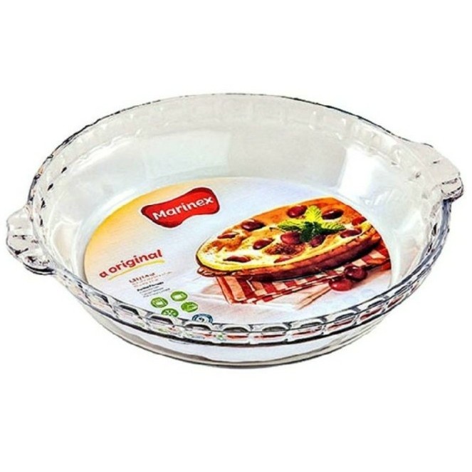 Marinex 6228 Loyang Pie Kaca 1.3 Liter Medium Flute Glass Pie Pan Dish