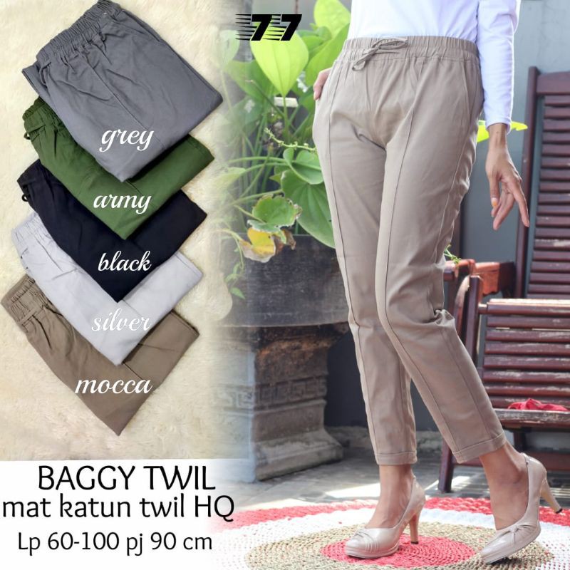 BAGGY KATUN TWIL SUPER KARET MUTER SIZE L