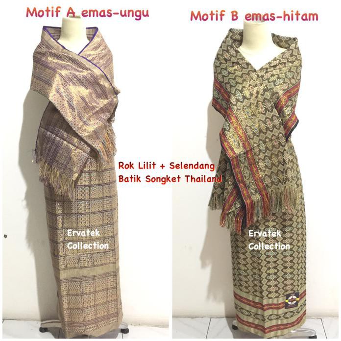 ROK LILIT BATIK SONGKET THAILAND + SELENDANG BAWAHAN KEBAYA WANITA SET