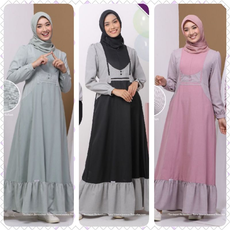 [READY]GAMIS ETHICA AYUMI 264 HITAM DUSTY PINK MINT GREEN