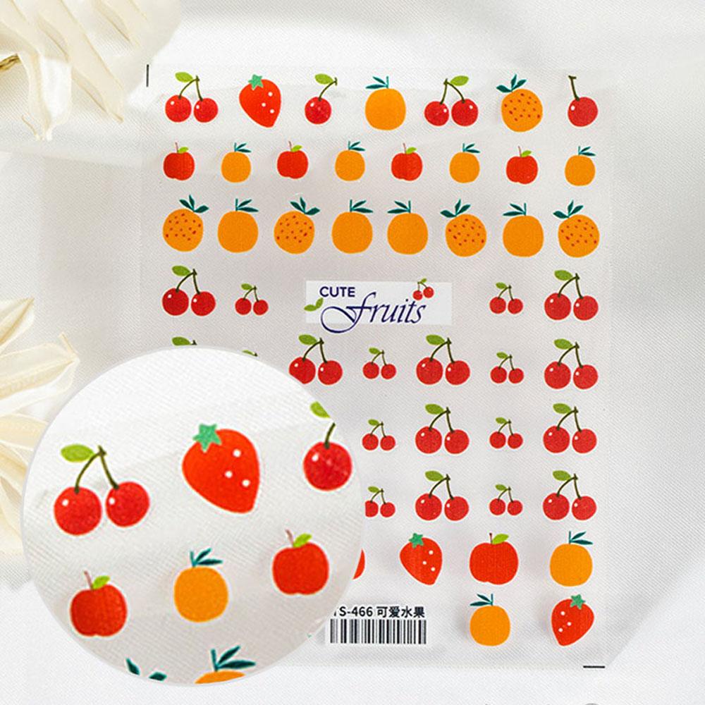 Mxbeauty 3D Kuku Stiker Tipis Transparan Jepang Peach Buah Strawberry Dekorasi Kuku Kartun Cherry Frosted Perekat Diri Stiker