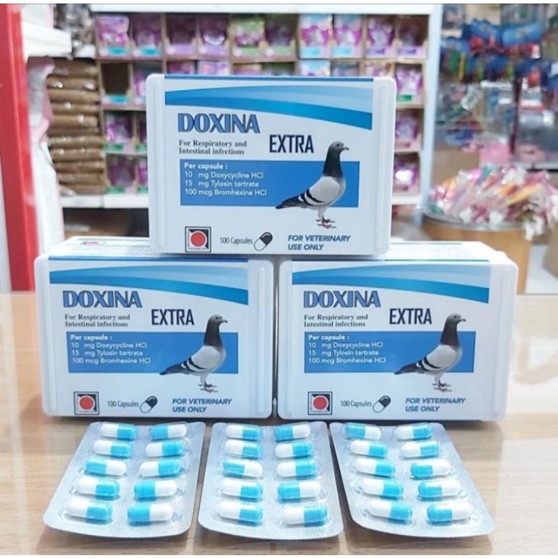 Antibiotik Burung Doxina  Extra 100 Tablet Anti Inflamasi /Ekspektoran/Snot