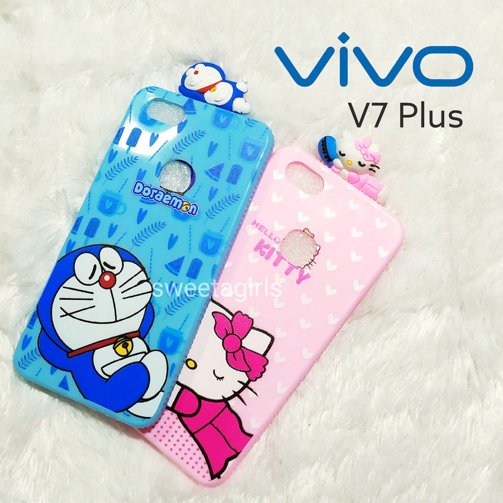 Silicon Case Glossy + Boneka 3D - Vivo V7 Plus  - Sweetacase.id Motif Kartun - Bisa Bayar Ditempat / COD / Casing Terbaru / Karakter Lucu / Casing Kartun / Kartun / Case murah / diskon / Import