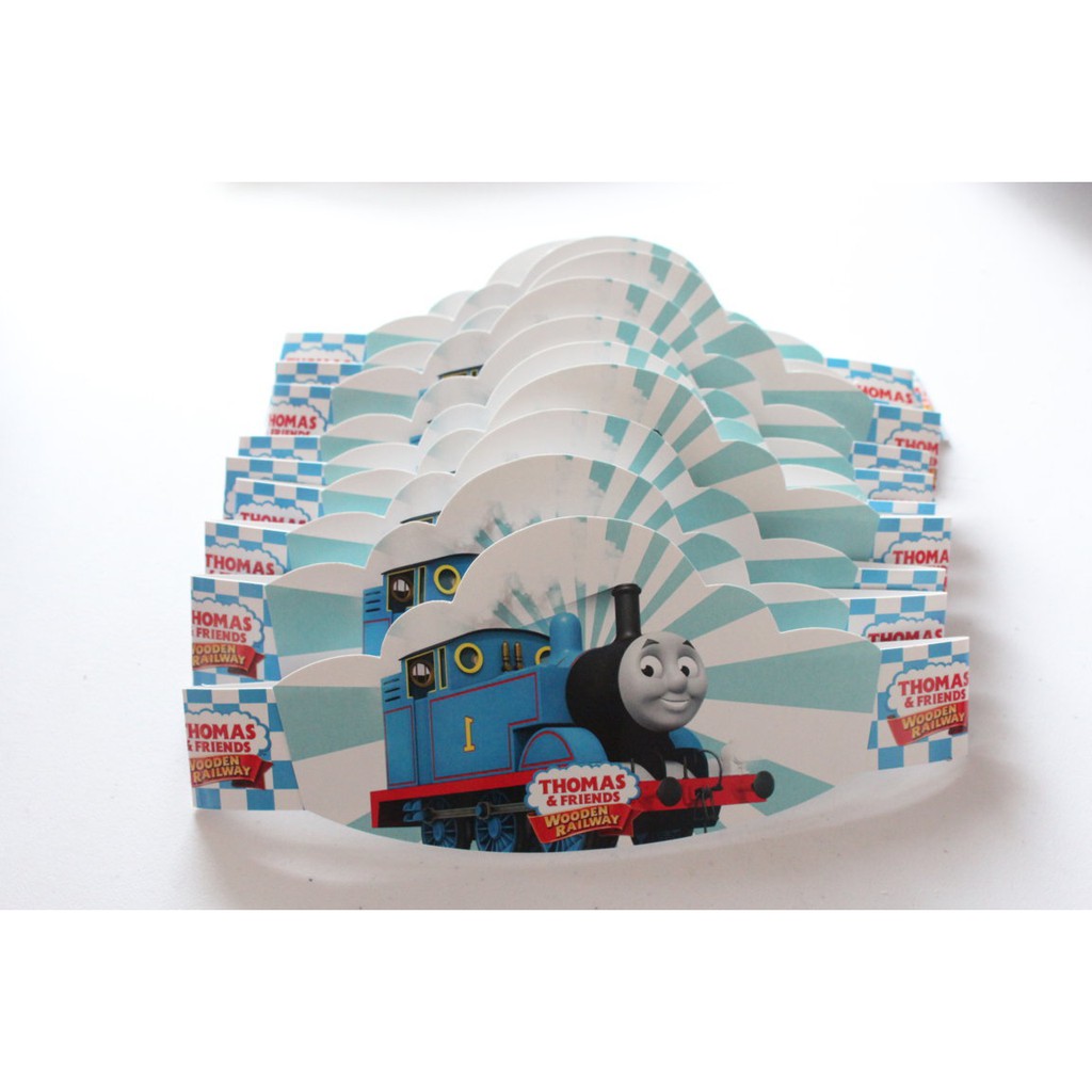 12pcs topi melingkar thomas / topi ultah thomas / topi ulang tahun thomas / topi ultah custom nama