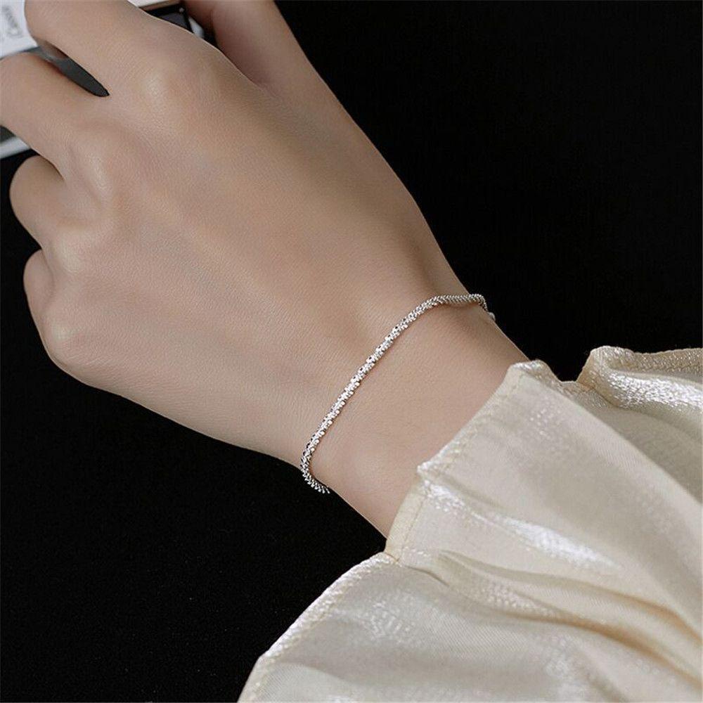 Suyo Sparkling Choker Elegan Trend Rantai Klavikula Warna Silver