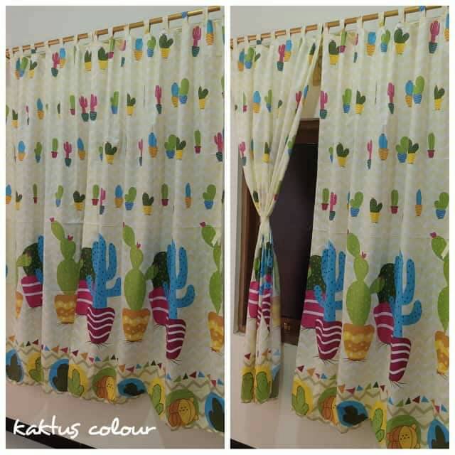 Gorden Homemade Tali Perekat / Tirai Pintu Motif Mantap Kaktus