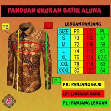 Batik Pria Lengan Panjang Solo Premium Kemeja Furing Produksi Batik Aluna PCW 063