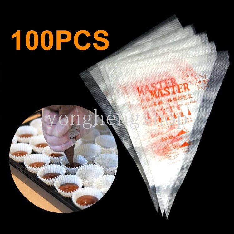 100pcs / set Kantong Piping Bag Sekali Pakai Untuk Dekorasi Kue / Cupcake / Pastry DIY