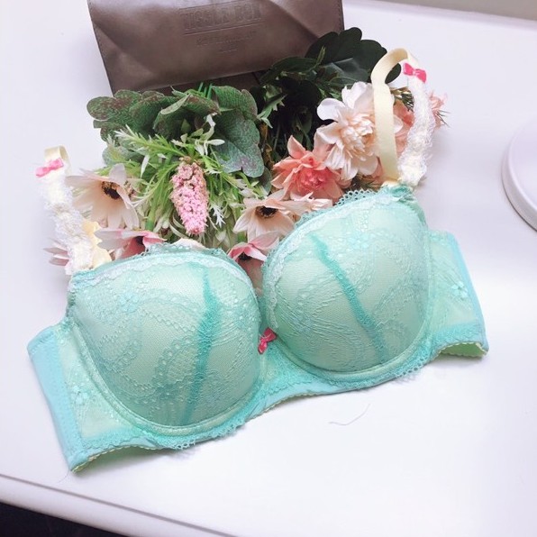 BRA (K-A21) PAKAIAN DALAM WANITA SOFT GREEN BUSA PUSH UP DAN BERKAWAT