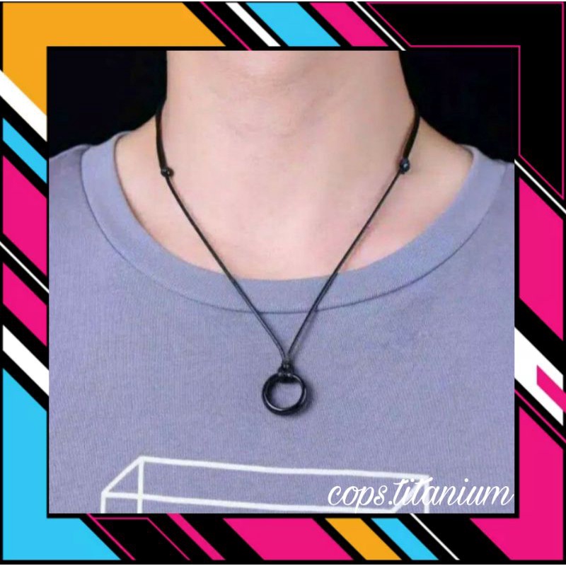 KALUNG PRIA TALI HITAM BANDUL CINCIN /KALUNG COWOK RING /KALUNG PRIA TERBARU