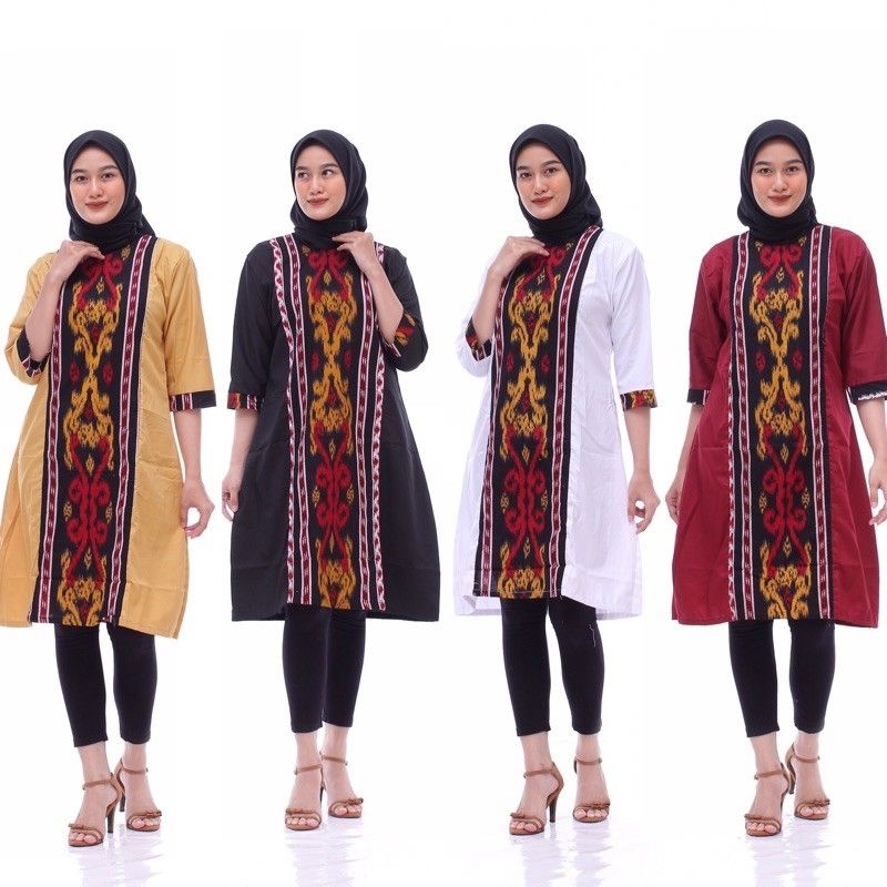 DRESS TUNIK BATIK SONGKET BAHAN KATUN TOYOBO