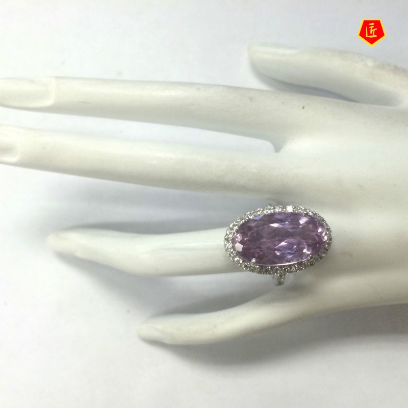 [Ready Stock]Luxury Inlaid Amethyst Moissanite Ring Female Creative