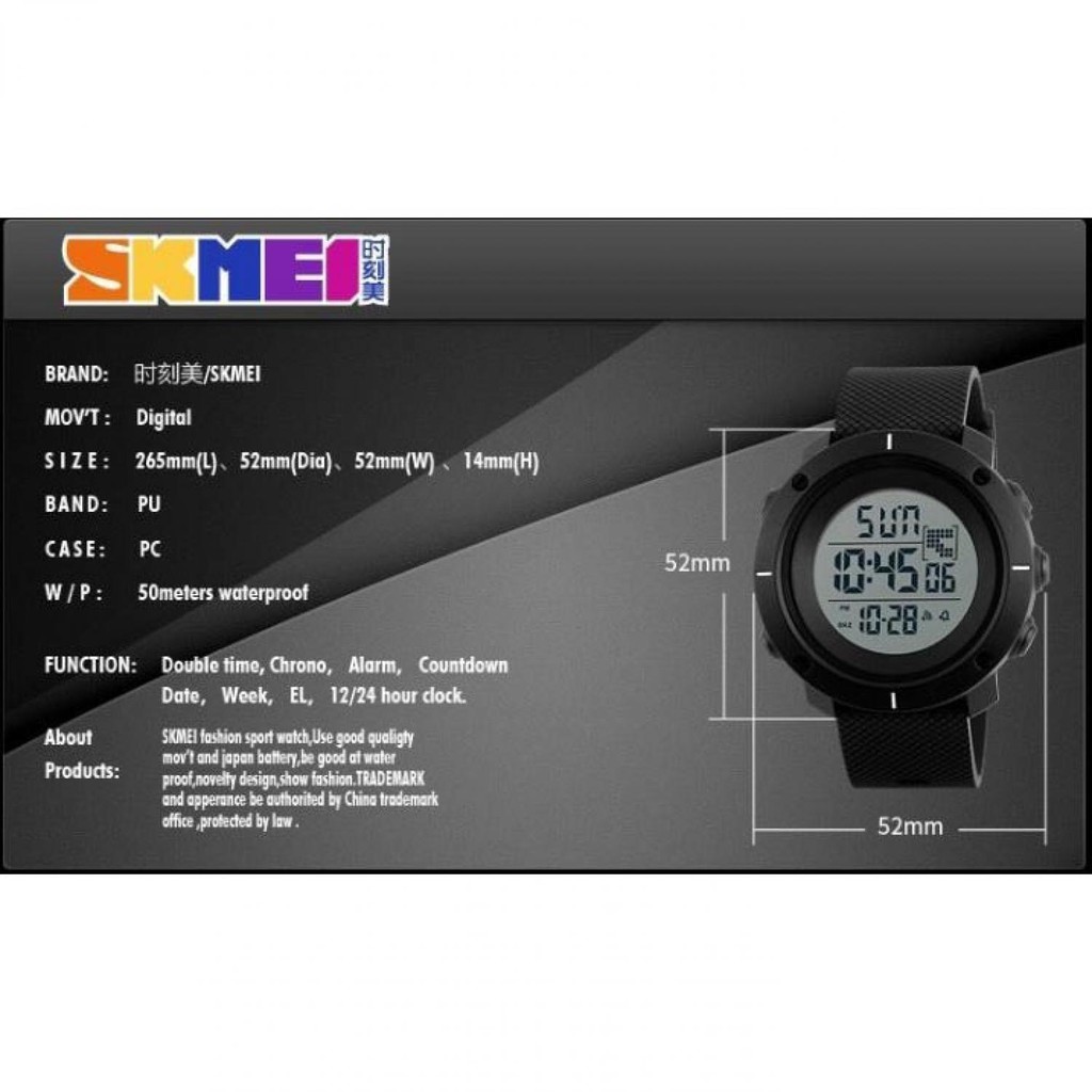 SKMEI Jam Tangan Digital Pria - DG1213 [Hitam]