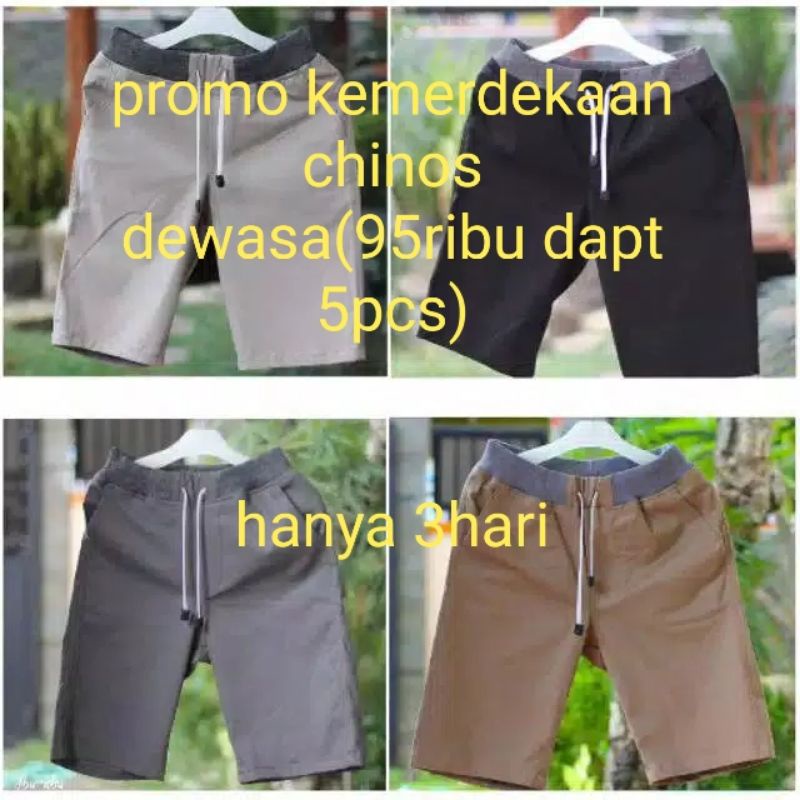 PROMO 100 RB DAPAT CELANA 5 PCS CHINOS,CELANA CHINOS  PENDEK KOLOR HARGA GROSIR