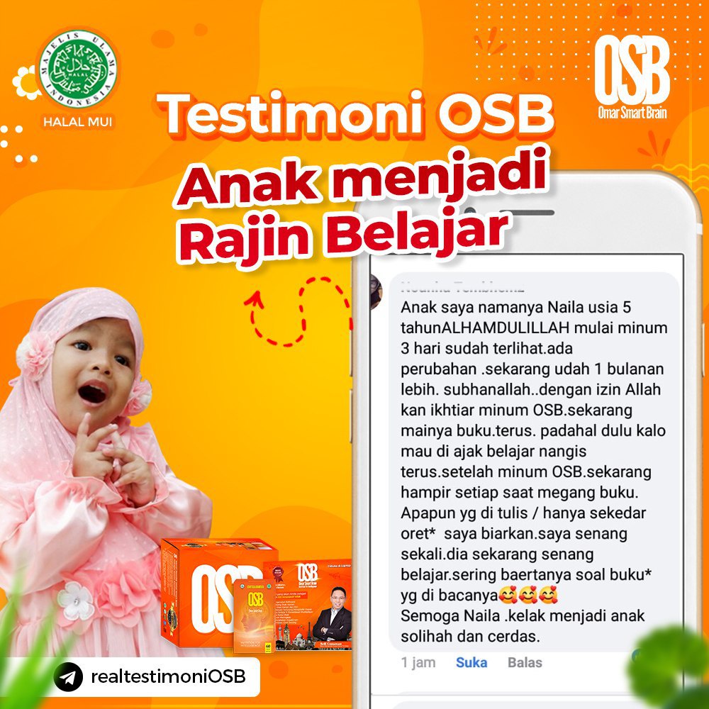 1 Botol OSB Vitamin Otak Anak dan Dewasa Kapsul Omar Smart Brain 100% Original