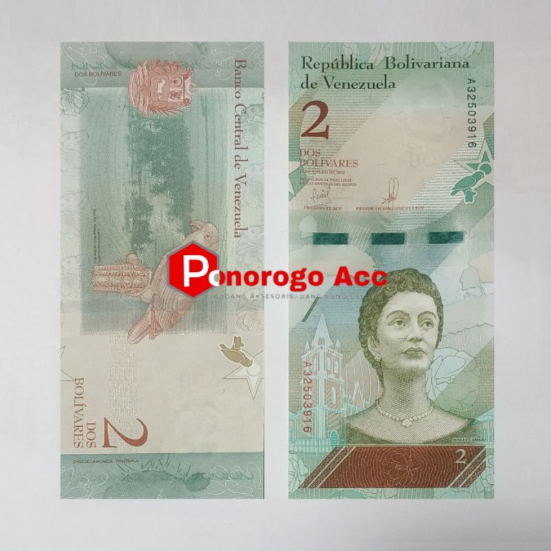 (GRESS/BARU) Uang Asing 2 Dos Bolivares Venezuela tahun 2018 2 republika bolivariana de venezuela
