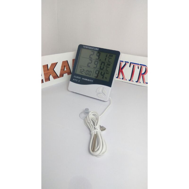 HTC 2 Thermometer dan Hygrometer/Termometer jam, alarm 3 layar monitor 2 suhu dan kelembapan