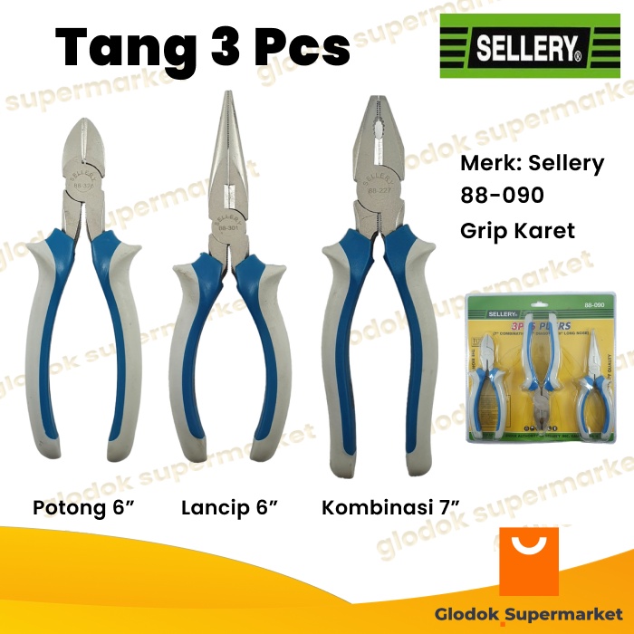 Tang Set Potong Kombinasi Lancip 6 inch Sellery 88-090 3 pcs Pliers 7inch