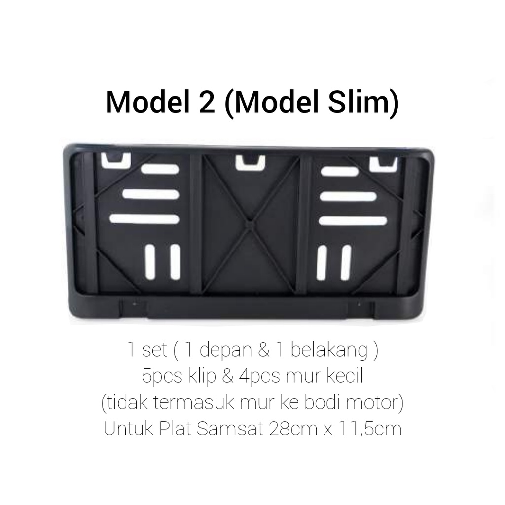 Dudukan plastik plat nomor Sepeda Motor Model OEM Hitam ukuran 28cm x 11,5cm