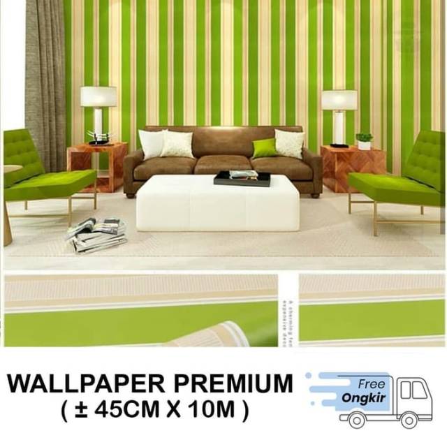 Wallpaper stiker motif salur hijau CLASSIC 45CM X 9M