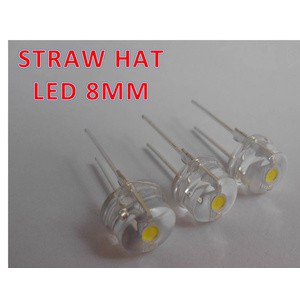 LED 8mm Straw Hat Putih Lampu Super Bright 0.5W 3.0-3.4V 40-45LM