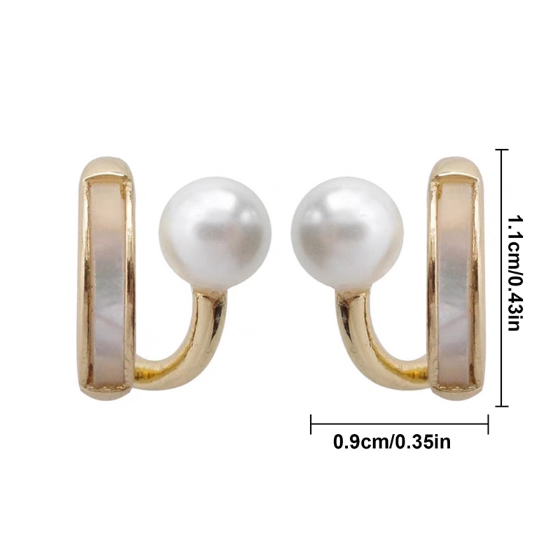 Anting Stud Bentuk C Aksen Mutiara Bahan S925 Silver Needle Gaya Korea