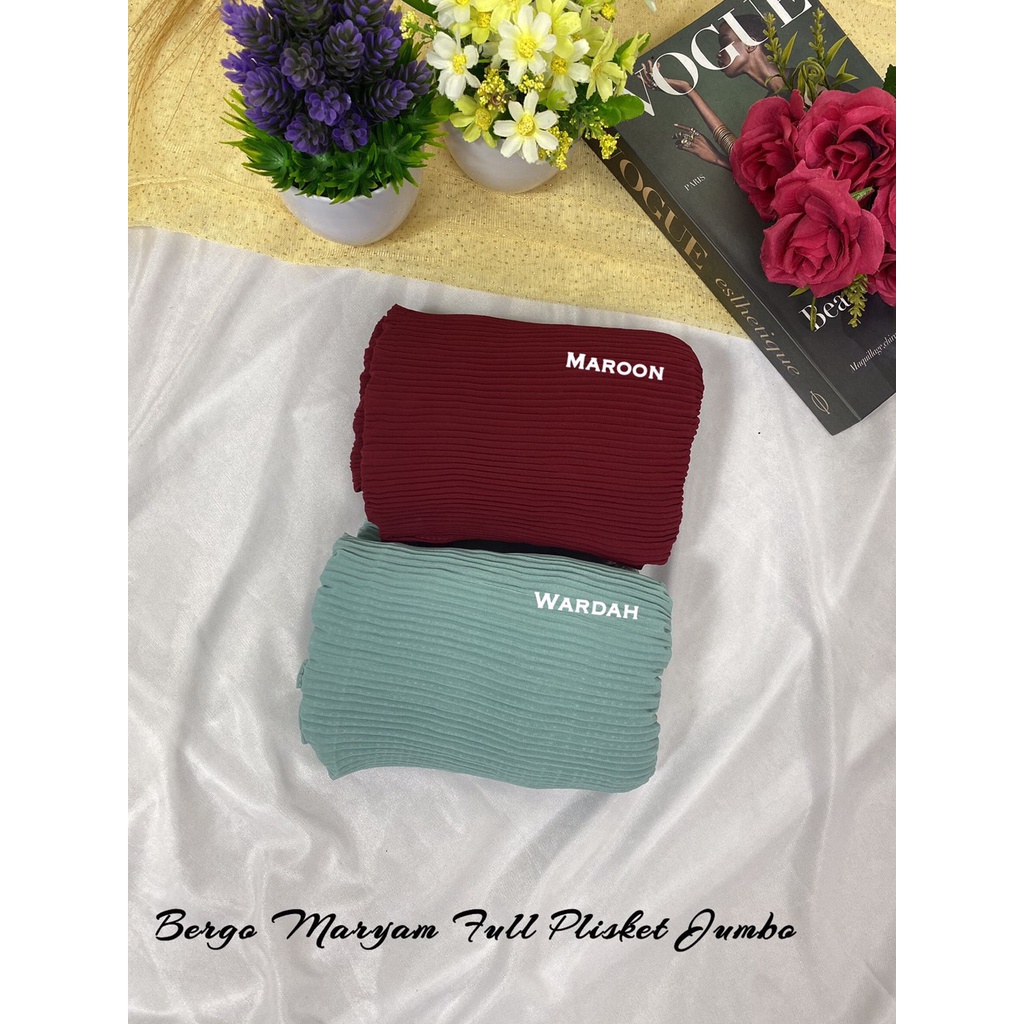 BERGO MARYAM FULL PLISKET SHAWL LIDI PREMIUM TALI INSTAN TERMURAH