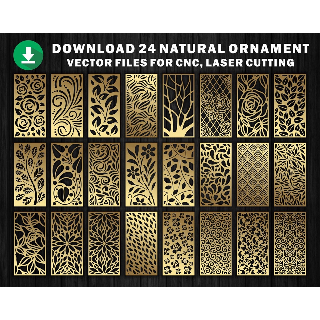 24 MOTIF ALAM DESAIN CNC LASER CUTTING / FILE DESAIN MESIN CNC / FILE DXF CNC MECINE / PLASMA / MURA