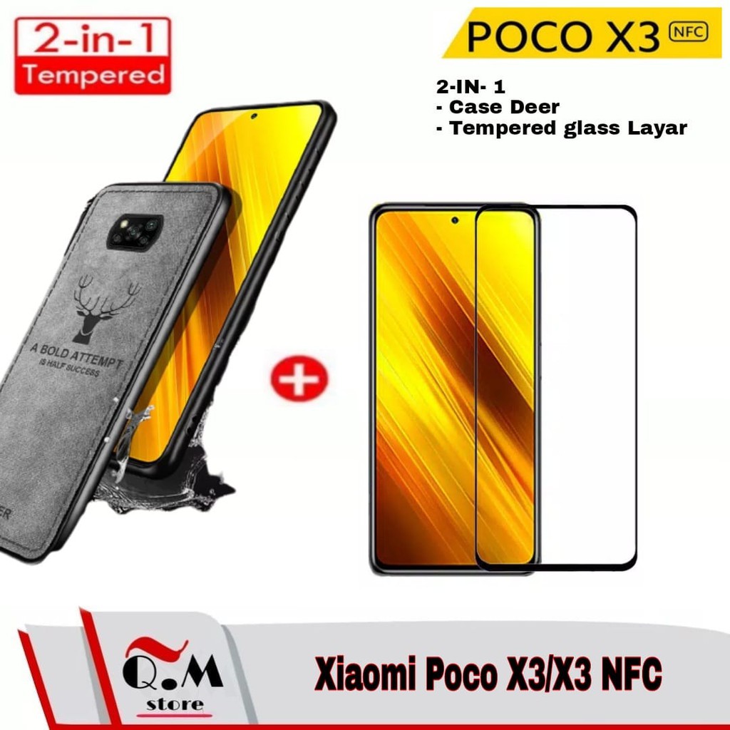 XIOMI PROMO Xiaomi Mi Poco X3 Poco X3 NFC Case Deer Premium 2IN1 Tempered Glass Layar Xiaomi Poco X3