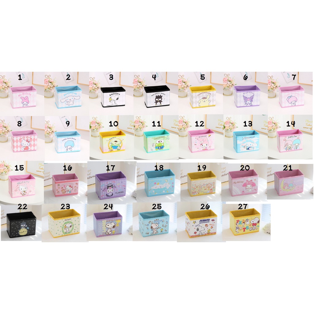 Storage box organizer karakter ST03 Box lipat serbaguna penyimpanan melody kitty kuromi snoopy doraemon snoopy