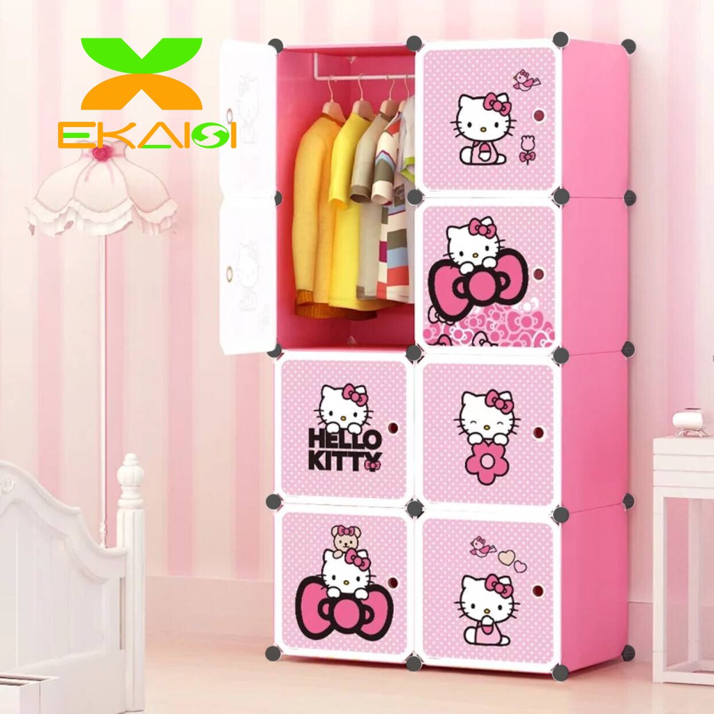 Lemari Pakaian Plastik Rak Serbaguna Susun Lemari Baju Anak Rak Portable 8 Kotak Hello Kitty Shopee Indonesia