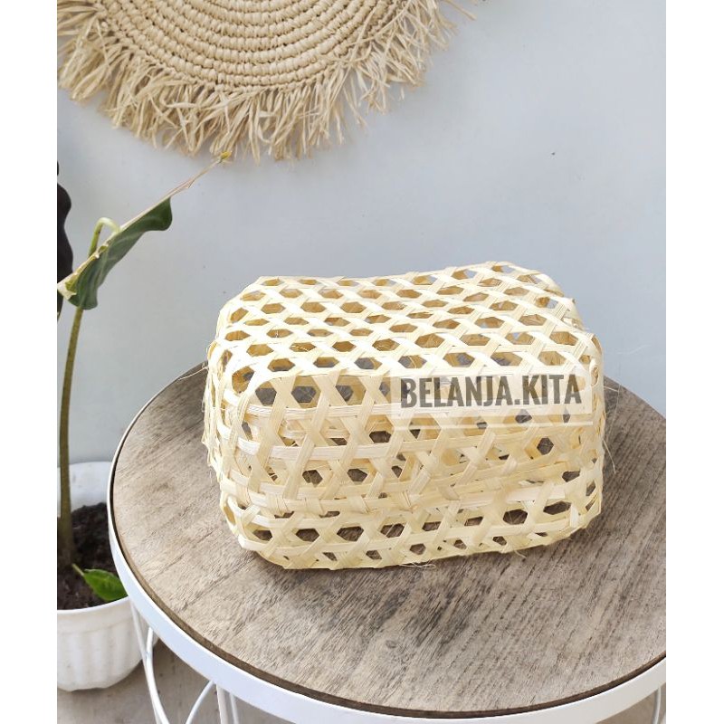 keranjang bambu persegi panjang / keranjang hampers bambu anyaman