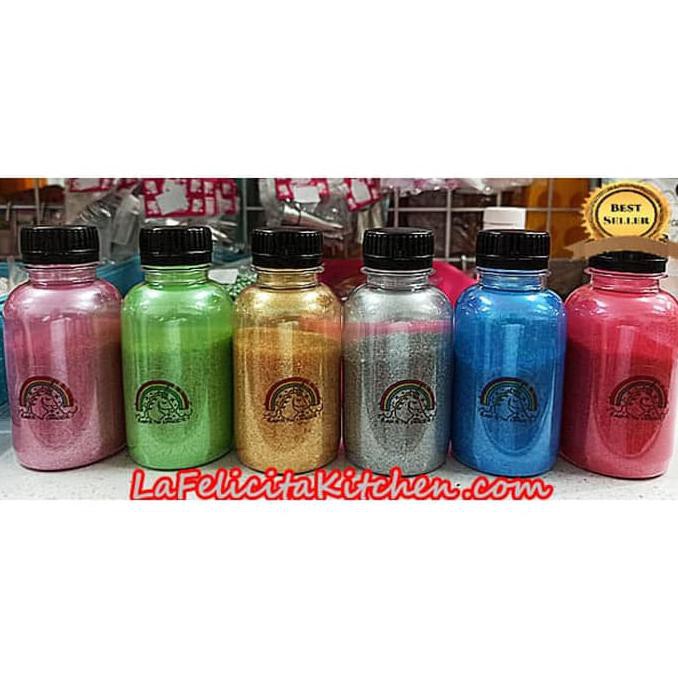 

TERPERCAYA 100G GOLD SHINE GLITTER SPRINKLES SANDING SUGAR GULA EMAS KUE METALLIC TERLARIS