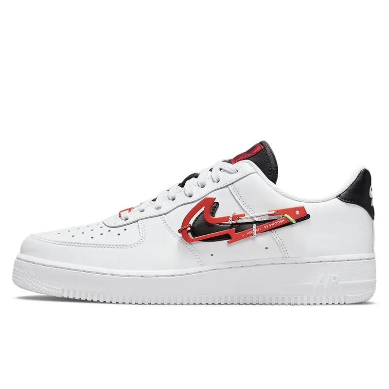 NIKE AIR FORCE 1 '07 PRM WHITE CARABINER SWOOSH RED