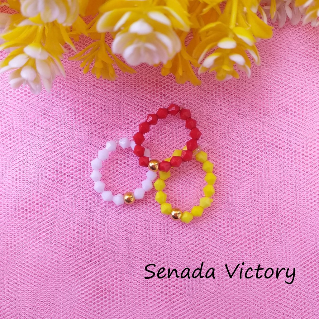 Senada Victory Cincin Anak Isi 3 Pcs Cincin Manik Anak Warna Aksesoris Wanita SC02