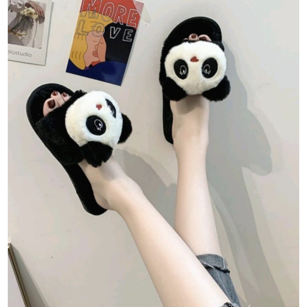 Sandal Bulu Slip Boneka Panda / Sandal Hotel / Sandal Murah