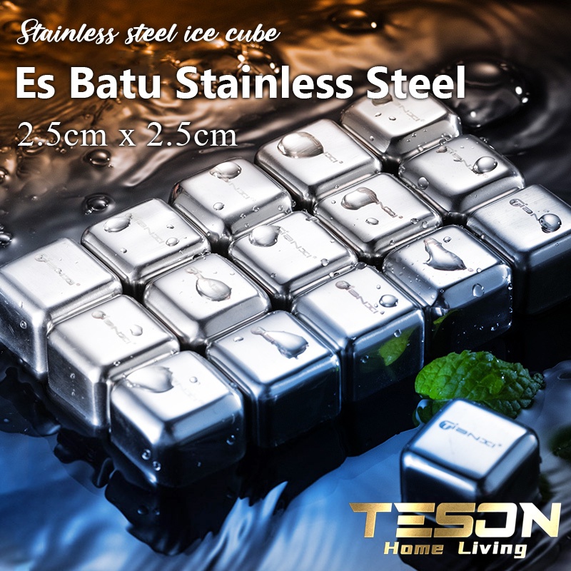 #TERMURAH!!! Es Batu Stainless Steel Cube/ Food Grade Reusable Ice Cubes Pakai Ulang/Ice Cube Pendingin Non Cair SUS304/Es Batu Anti Cair