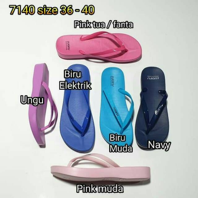 Sandal Jepit Karet Wanita Jelly Sendal Import LUOFU 7140