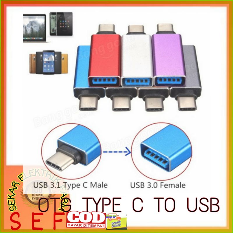 OTG USB type C  UNIVERSAL / tipe-c connector to Normal USB port - Converter data transfer USB dll