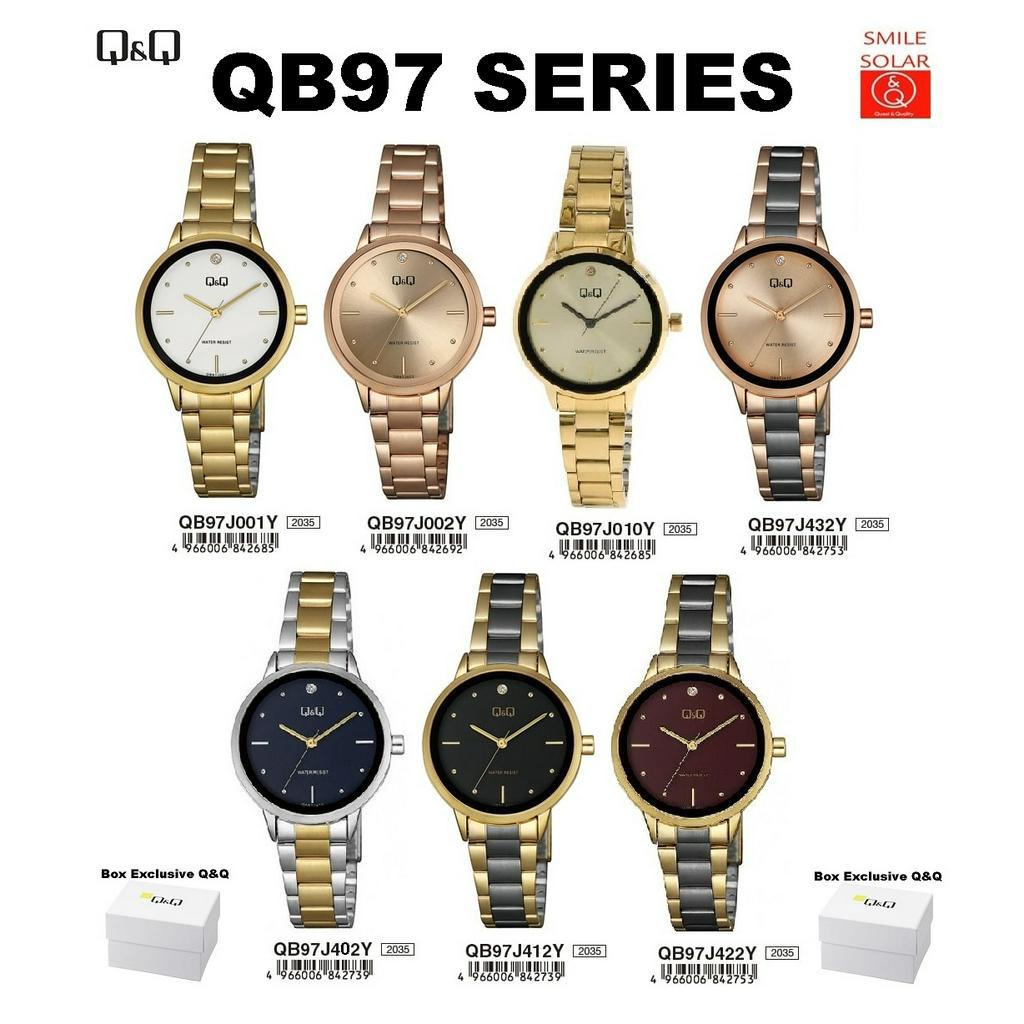 Jam Tangan Wanita Classic Casual Business Rantai Stainless Steel Analog Original Q&amp;Q QnQ QQ Q684 QB97 Series